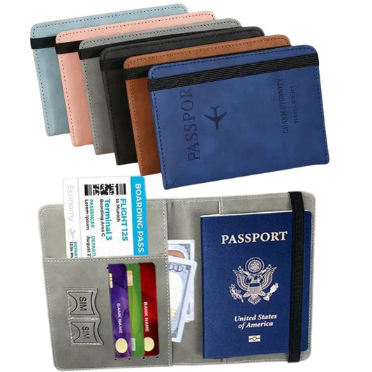 RFID Blocking Passport Wallet | PU Leather Travel Document Holder with Card & Cash Pockets | Random Color