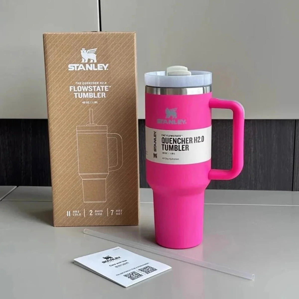 Black Stanley 40 Oz Stainless Steel Tumbler | Leak-Proof Vacuum Insulated Travel Mug | Hot & Cold