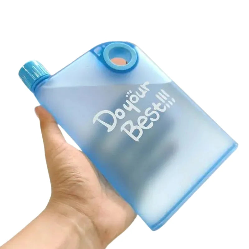 Orange Ultra Slim Notebook Style Water Bottle 380ml | Portable Memo Bottle for Travel, School & Office