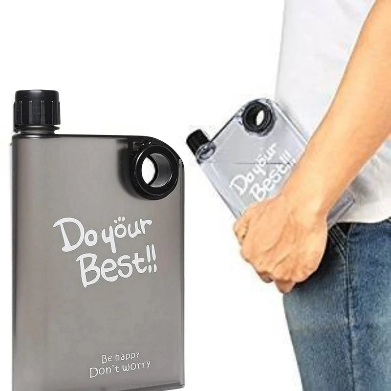 Orange Ultra Slim Notebook Style Water Bottle 380ml | Portable Memo Bottle for Travel, School & Office