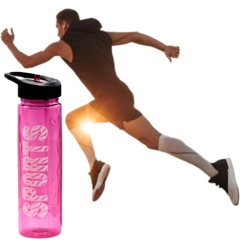 Red Stylish Water Sport Bottle 1000ml with Straw | Leakproof BPA-Free Hydration Bottle for School, Gym & Travel