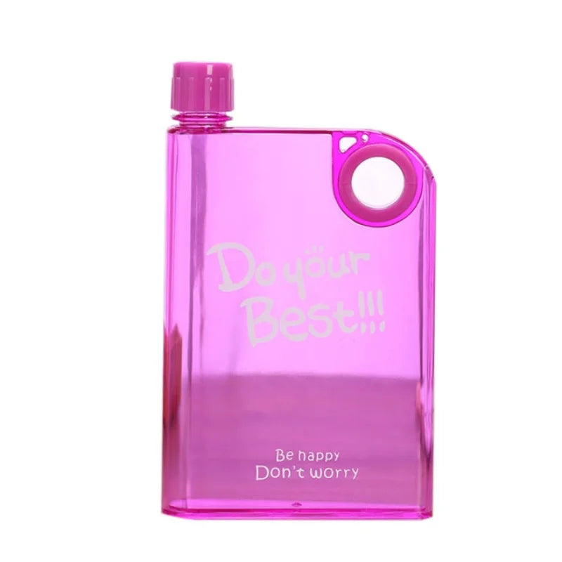 Orange Ultra Slim Notebook Style Water Bottle 380ml | Portable Memo Bottle for Travel, School & Office