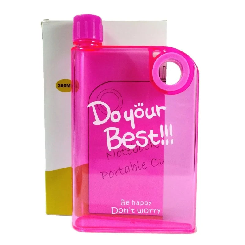 Orange Ultra Slim Notebook Style Water Bottle 380ml | Portable Memo Bottle for Travel, School & Office