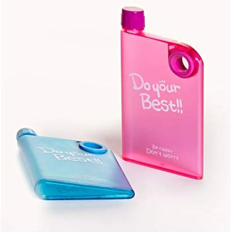 Orange Ultra Slim Notebook Style Water Bottle 380ml | Portable Memo Bottle for Travel, School & Office