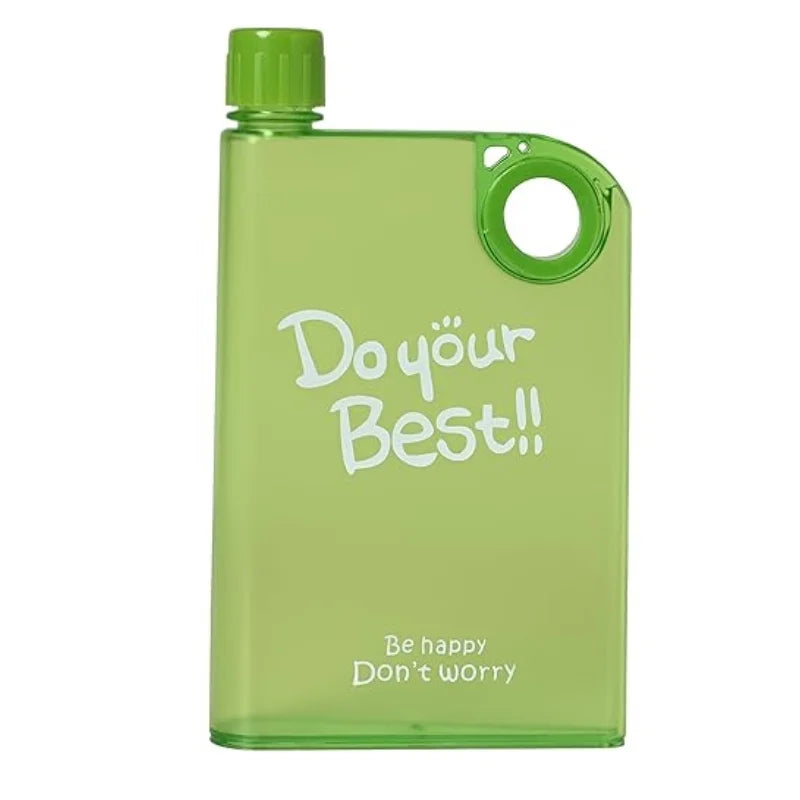 Orange Ultra Slim Notebook Style Water Bottle 380ml | Portable Memo Bottle for Travel, School & Office