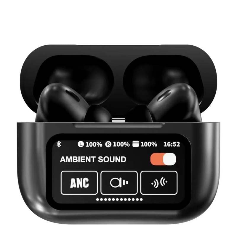 White A9 Pro ANC Bluetooth 5.4 Wireless Earbuds with Smart Screen and Active Noise Cancellation
