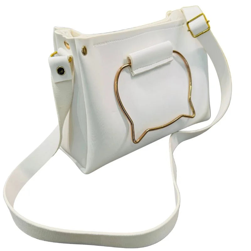 Black Elegant Cat Handle Handbag for Girls & Ladies | Stylish Shoulder & Crossbody Bag with Gold Accents | Adjustable Strap