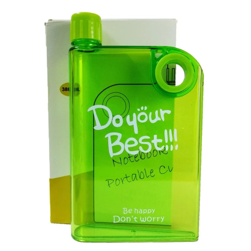 Orange Ultra Slim Notebook Style Water Bottle 380ml | Portable Memo Bottle for Travel, School & Office