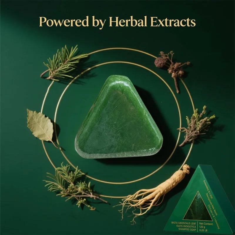 Nature Triangle Shampoo Bar | Plant-Based Herbal Hair Growth Soap | Calming, Strengthening & Eco-Friendly