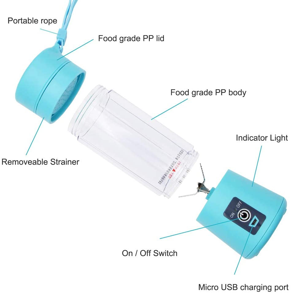 Portable 6-Blade USB Rechargeable Juicer Blender | Smoothies, Shakes & Baby Food
