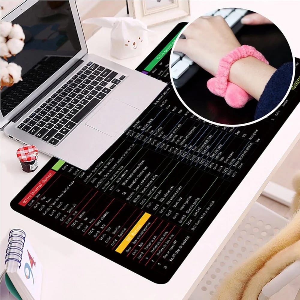 Large Excel Shortcut Keyboard Mouse Pad & Desk Mat 30×59cm | Extended Non-Slip Office Table Mat for Work Study Gaming