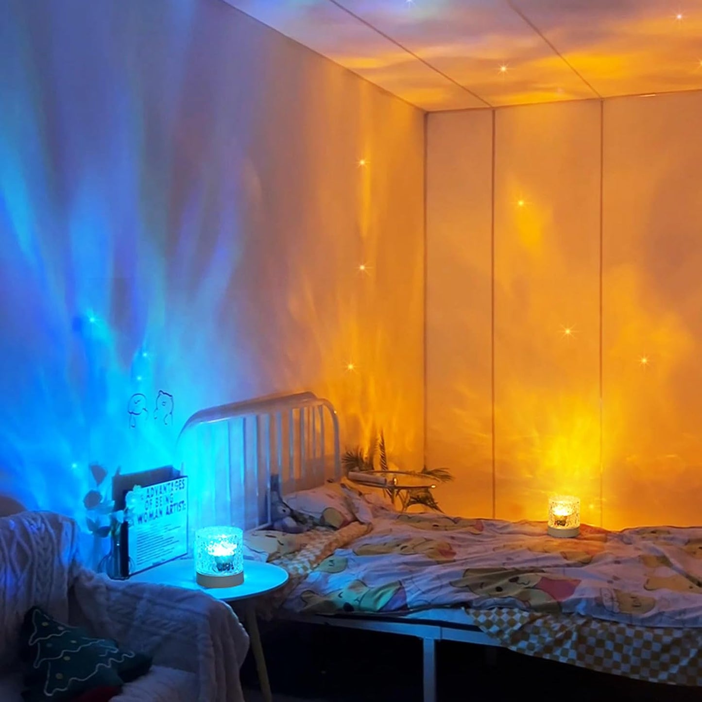 Water Ripple Lamp | 16-Color Rotating LED Night Light with Remote