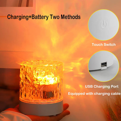 Water Ripple Lamp | 16-Color Rotating LED Night Light with Remote