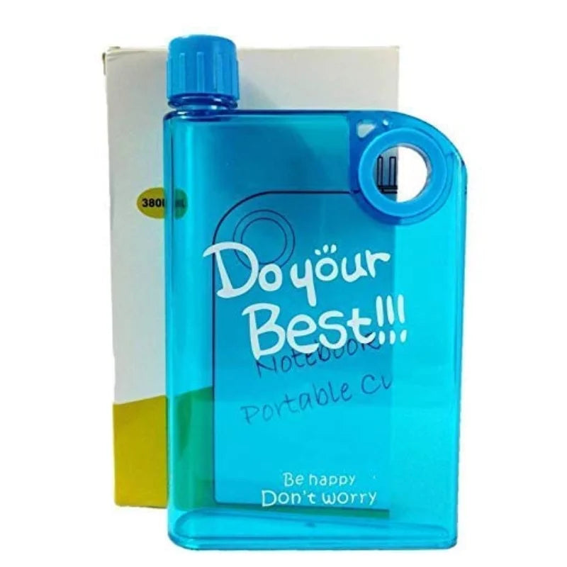 Orange Ultra Slim Notebook Style Water Bottle 380ml | Portable Memo Bottle for Travel, School & Office