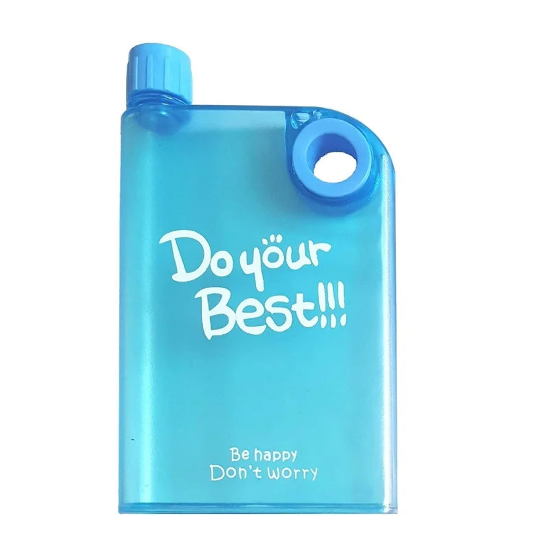Orange Ultra Slim Notebook Style Water Bottle 380ml | Portable Memo Bottle for Travel, School & Office