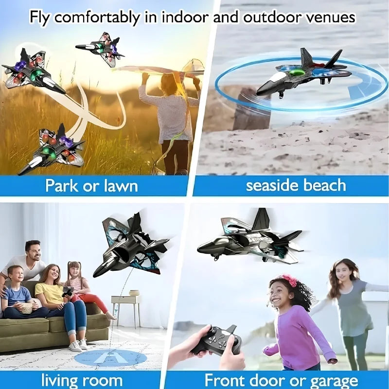 Premium RC Fighter Jet Plane 2.4 | Remote Control Foam Airplane Toy with Lights & 3D Stunt Glider