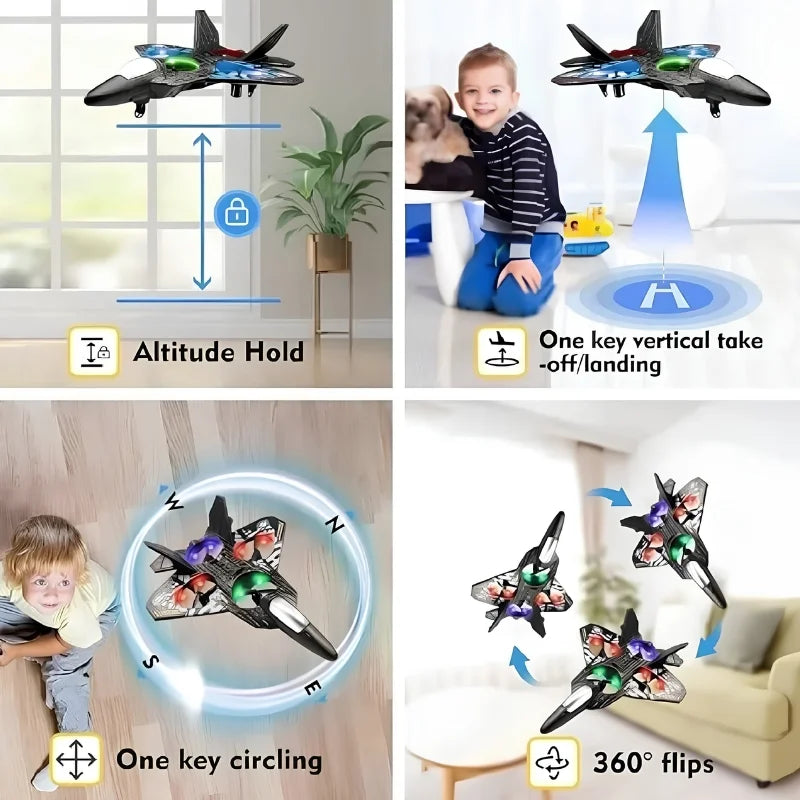 Premium RC Fighter Jet Plane 2.4 | Remote Control Foam Airplane Toy with Lights & 3D Stunt Glider