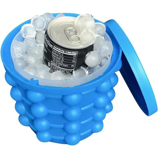 Silicone Ice Genie Cube Maker | 2-in-1 Ice Bucket Mold | Portable Soft Silicone Ice Cube Maker for Travel & Outdoor