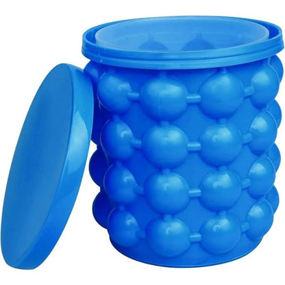 Silicone Ice Genie Cube Maker | 2-in-1 Ice Bucket Mold | Portable Soft Silicone Ice Cube Maker for Travel & Outdoor