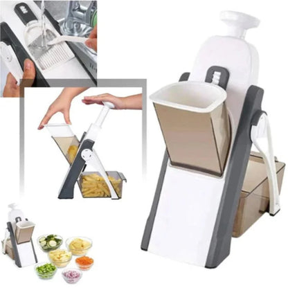 Brava Spring Vegetable Slicer Chopper | Manual Mandoline Cutter / Grinder | Multi-Function Fruit  &  Vegetable Slicer