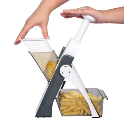 Brava Spring Vegetable Slicer Chopper | Manual Mandoline Cutter / Grinder | Multi-Function Fruit  &  Vegetable Slicer