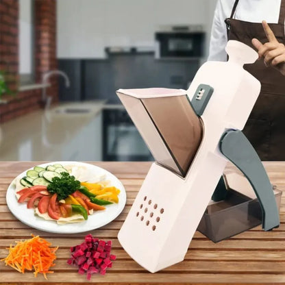 Brava Spring Vegetable Slicer Chopper | Manual Mandoline Cutter / Grinder | Multi-Function Fruit  &  Vegetable Slicer