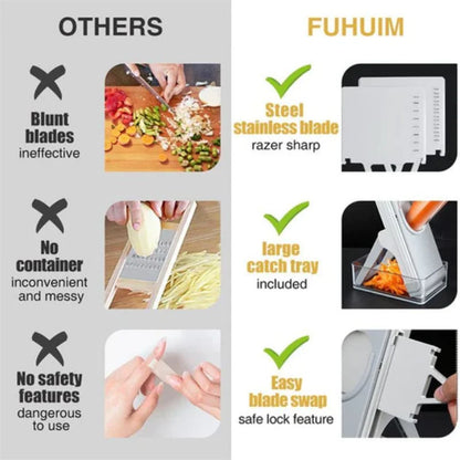 Brava Spring Vegetable Slicer Chopper | Manual Mandoline Cutter / Grinder | Multi-Function Fruit  &  Vegetable Slicer