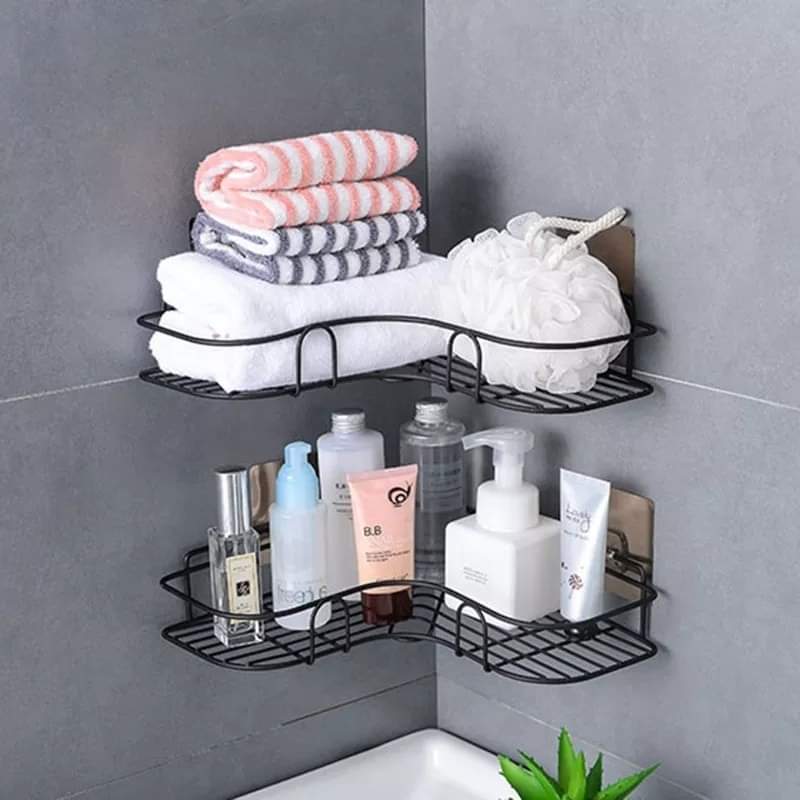 Wall Corner Rack | Multipurpose Kitchen & Bathroom Corner Organizer | Metal Wall Mount Storage Rack