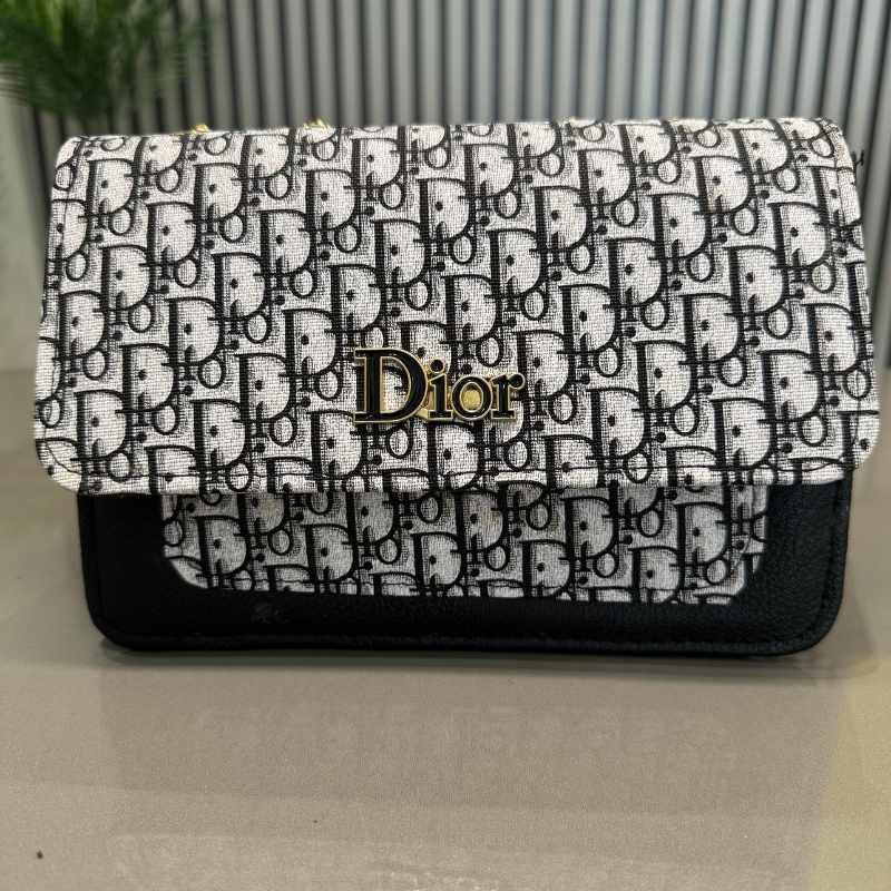 Beige | Dior Oblique Canvas & Leather Flap Clutch | Luxury Designer Handbag for Women