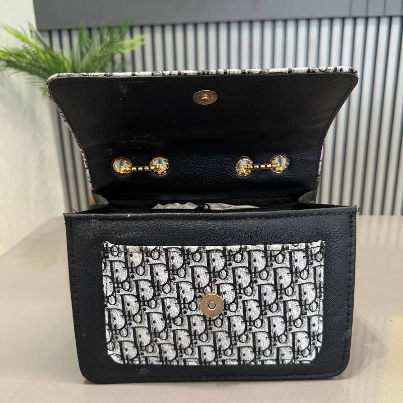 Beige | Dior Oblique Canvas & Leather Flap Clutch | Luxury Designer Handbag for Women