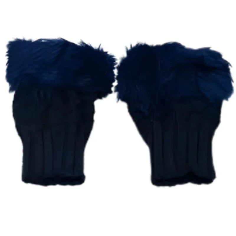 Women’s Faux Fur Fingerless Knitted Gloves | Warm Winter Hand Wrist Warmers | Soft, Stylish & Comfortable | Black