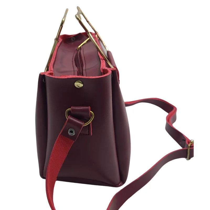 Black Elegant Cat Handle Handbag for Girls & Ladies | Stylish Shoulder & Crossbody Bag with Gold Accents | Adjustable Strap