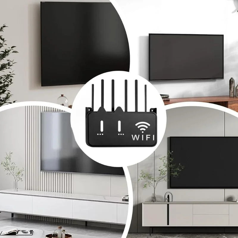 White  WiFi Router Storage Box & Wall Mount Shelf  Universal Cable Organizer | Space-Saving Holder for Modem, Set-Top Box & Smart Devices | Home & Office Use