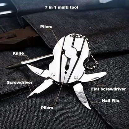 Stainless Steel Outdoor Portable Multitool Plier Knife | Mini Keychain Multi Tool with Screwdriver & Pouch | Camping, Hiking & Everyday Use