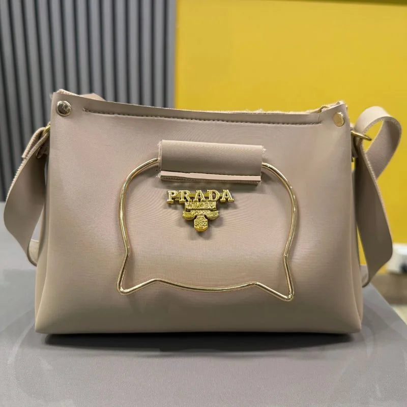 Black Elegant Cat Handle Handbag for Girls & Ladies | Stylish Shoulder & Crossbody Bag with Gold Accents | Adjustable Strap