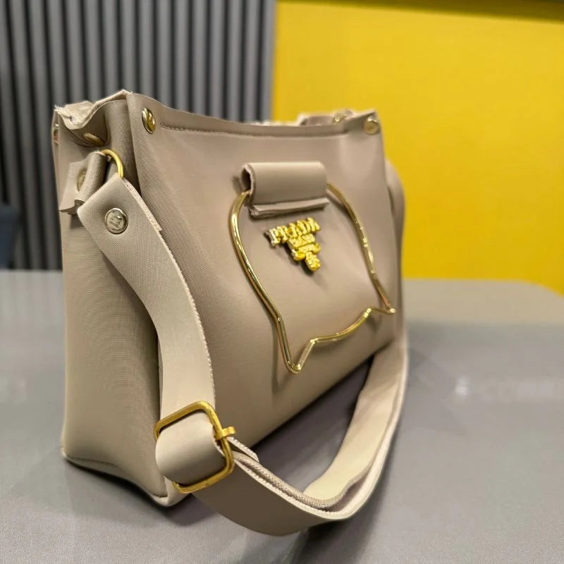 Black Elegant Cat Handle Handbag for Girls & Ladies | Stylish Shoulder & Crossbody Bag with Gold Accents | Adjustable Strap