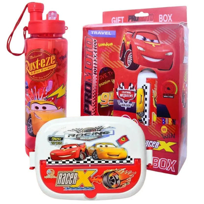 2-in-1 Kids Lunch Box & Water Bottle Set | School Combo Gift Pack with Bottle & Lunch Box | Multiple Cartoon Characters
