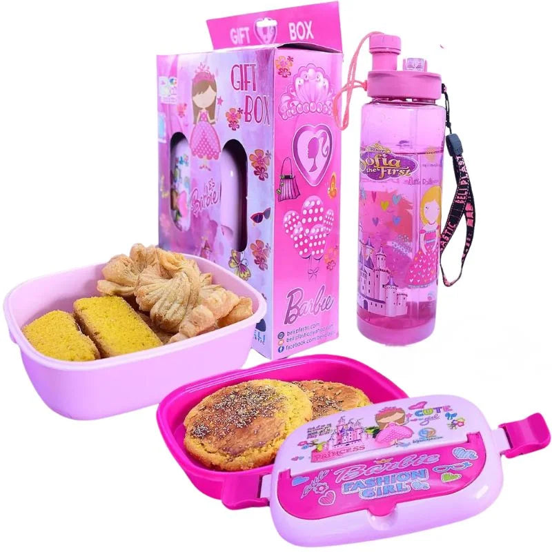 2-in-1 Kids Lunch Box & Water Bottle Set | School Combo Gift Pack with Bottle & Lunch Box | Multiple Cartoon Characters