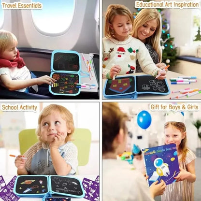 Erasable Doodle Drawing Book for Kids | Reusable Waterproof Activity Book with 3 Pens & 3 Wipes | Random Designs
