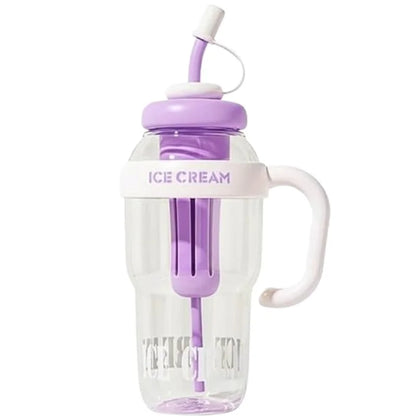 Ice Cream Water Bottle with Straw & Tea Infuser | 1400ml  |  | Large Capacity Gym & Summer Drink Bottle | Random color
