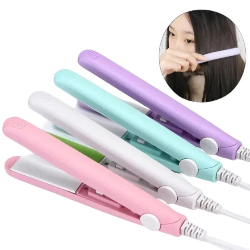 Mini Portable Ceramic Hair Straightener & Curler | Frizz-Free Smooth Hair | Random Color