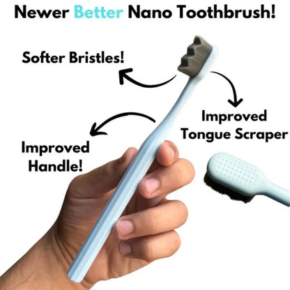 Nano Toothbrush with Travel Case | Ultra Soft Micro-Nano Bristles | For Sensitive Gums, Adults & Kids | Black