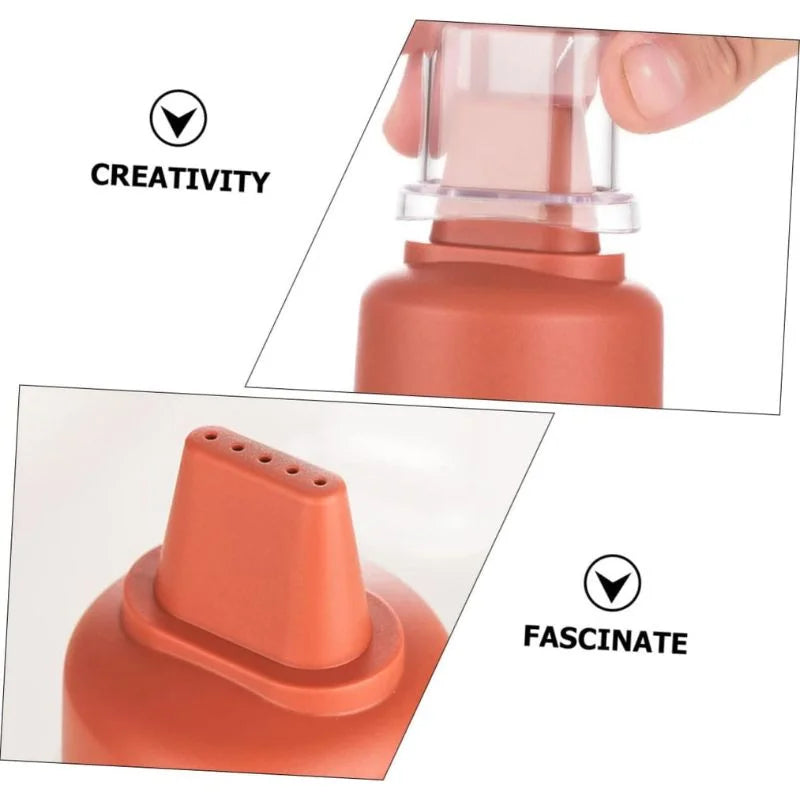 5 Hole Squeeze Sauce Bottle | Refillable Condiment Dispenser with Lid | Multipurpose Ketchup & Hot Sauce Bottle for Kitchen | Black Cap