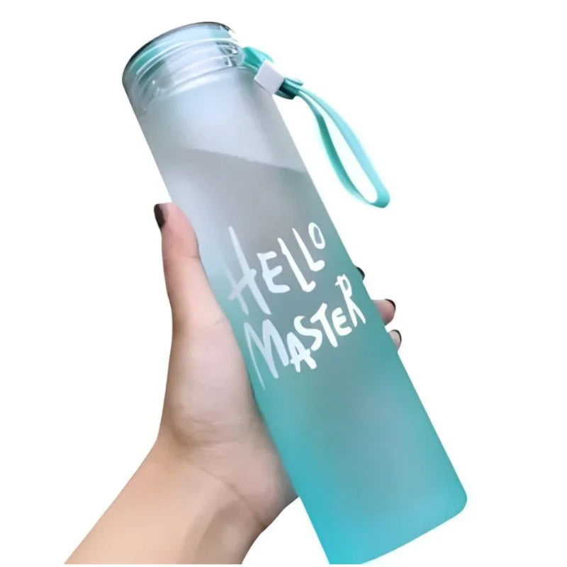 Pink Frosted Glass Water Bottle  |  Leak-Proof Insulated Bottle with Hello Master Decal Logo | 400ml