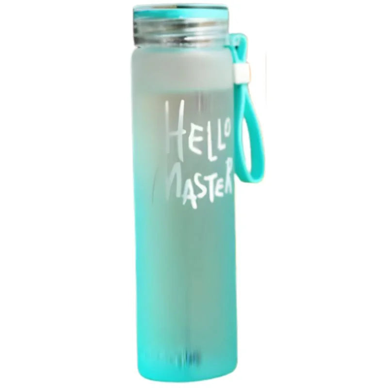 Pink Frosted Glass Water Bottle  |  Leak-Proof Insulated Bottle with Hello Master Decal Logo | 400ml