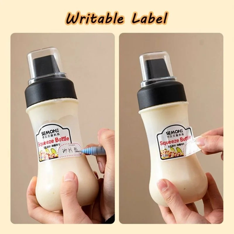 5 Hole Squeeze Sauce Bottle | Refillable Condiment Dispenser with Lid | Multipurpose Ketchup & Hot Sauce Bottle for Kitchen | Black Cap