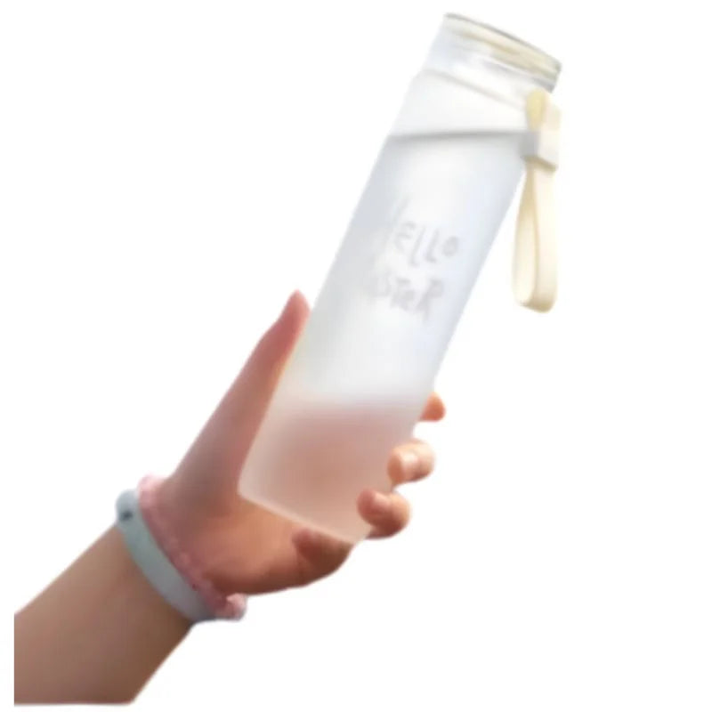 Pink Frosted Glass Water Bottle  |  Leak-Proof Insulated Bottle with Hello Master Decal Logo | 400ml