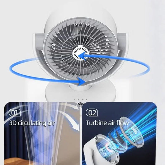 Oscillating Desktop Circulating Fan FT-905 | Rechargeable Mini Table Fan with LED Display & 3 Speeds