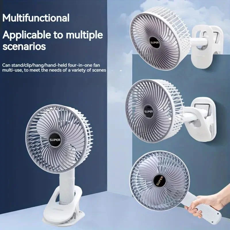 Rechargeable 3-in-1 Clip Fan | Handheld, Desktop & Wall Mounted Portable Fan with 3 Speed Modes