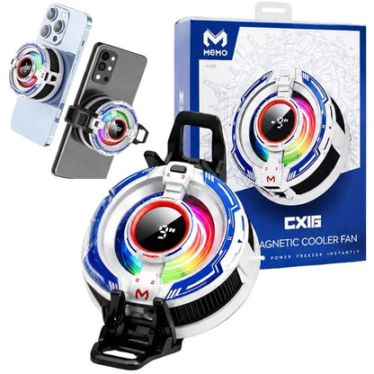 CX16 Magnetic Mobile Cooling Fan | Semiconductor Phone Cooler with RGB Lights | Fast Cooling Gaming Radiator for Android & iPhone